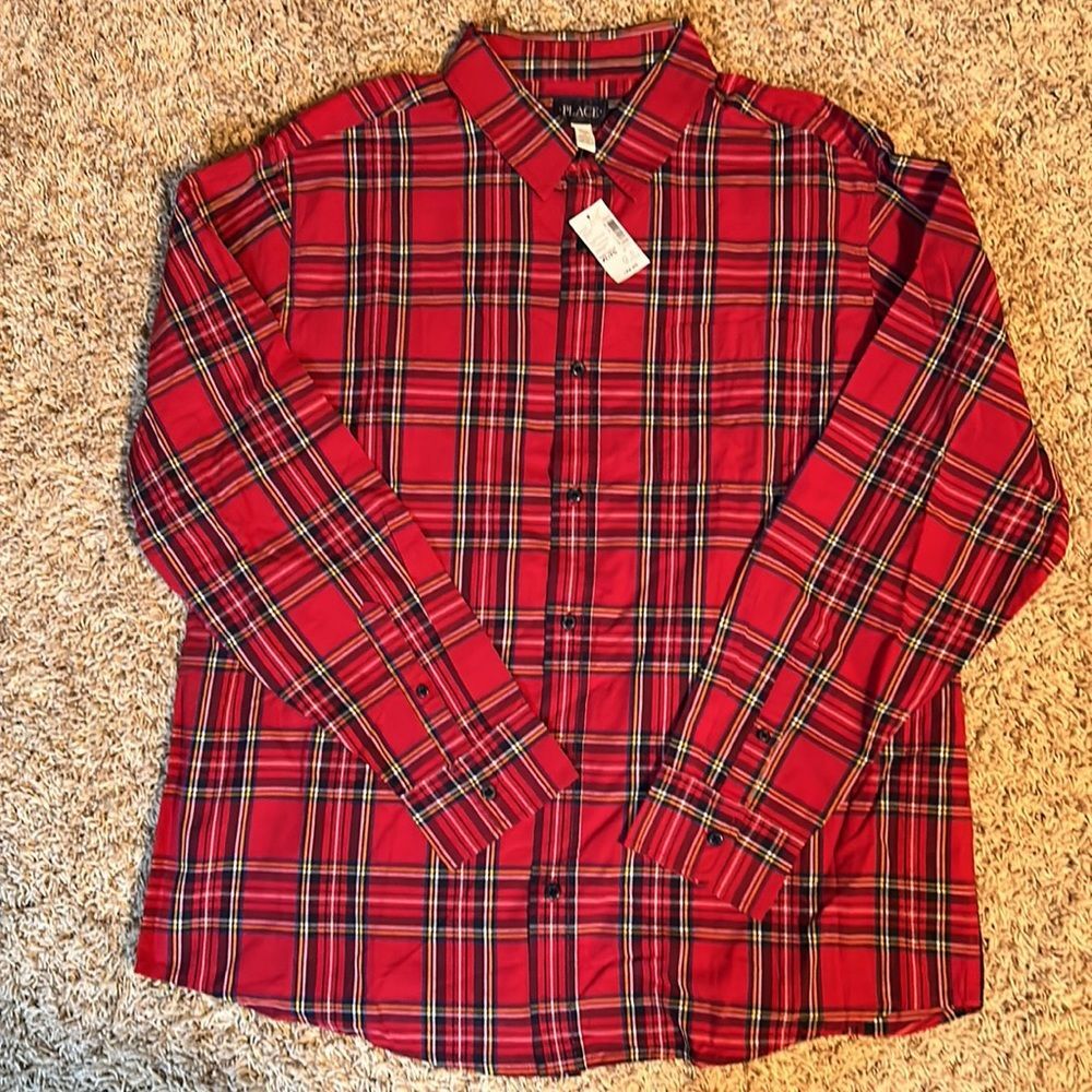 NWT- Place - Men’s Tartan Button Down - Size XL